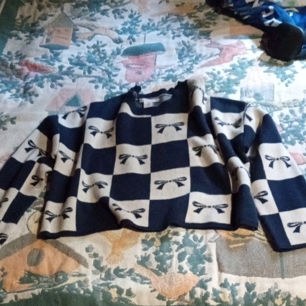 Sincerely Jules Navy and White Crew Neck Sweater